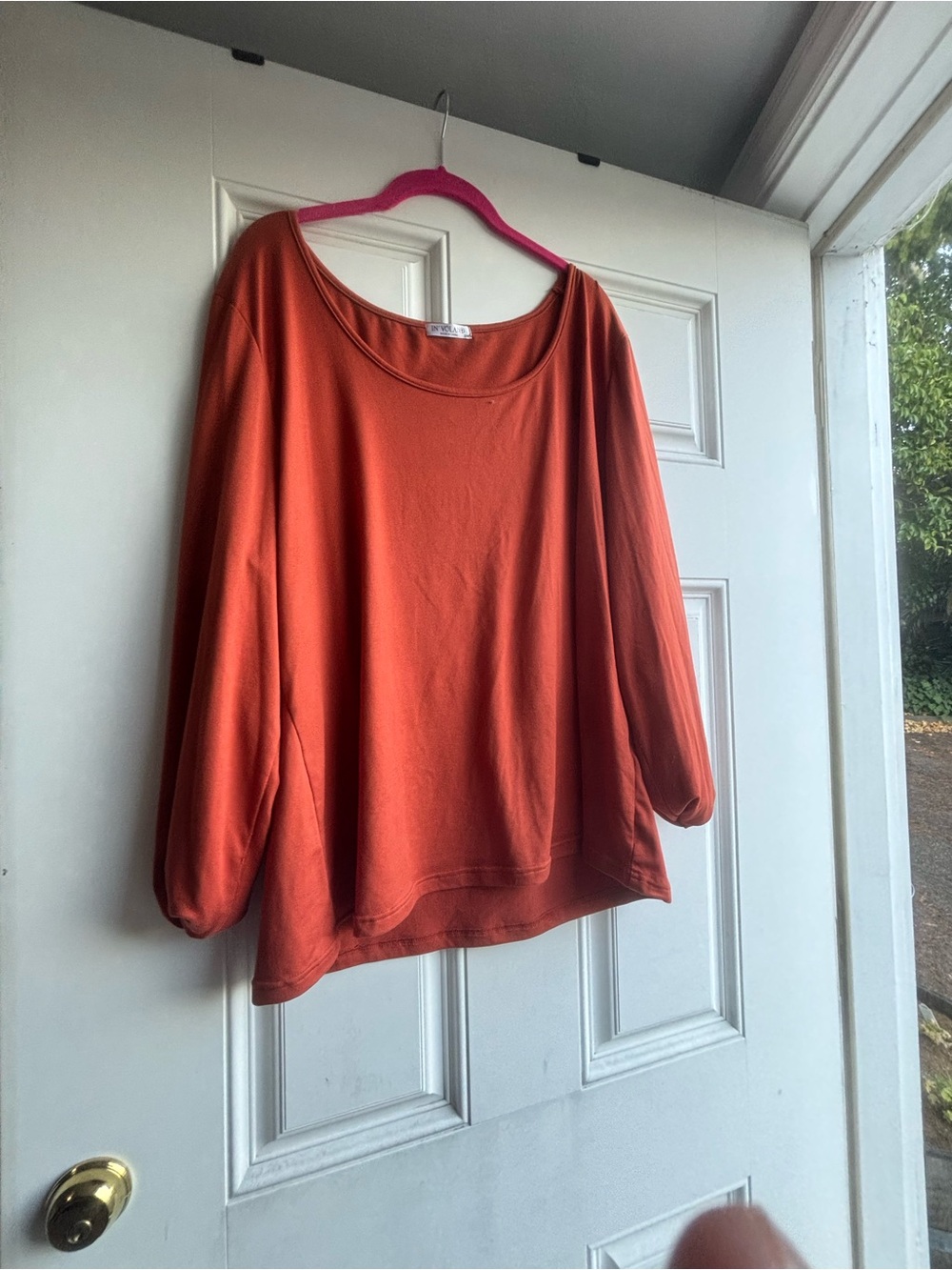 Women's Relaxed Scoop Neck Top - Rust Orange